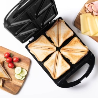 Bestron ASM13XXLZ - Opiekacz XXL 900W do dużych sandwichów z powłoką nieprzywierającą