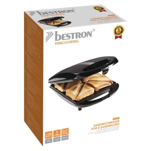 Bestron ASM13XXLZ - Opiekacz XXL 900W do dużych sandwichów z powłoką nieprzywierającą