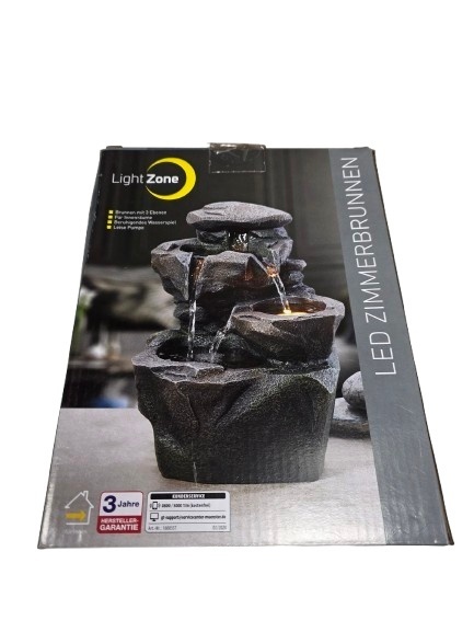 Fontanna dekoracyjna LED Skała - relaksujący szum wody i światło do salonu, sypialni, biura