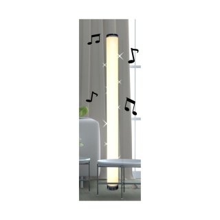 Lampa stojąca LED RGB z efektem gwiazd - czujnik dźwięku - 12W, 3000K, pilot, chromowana, 104 cm