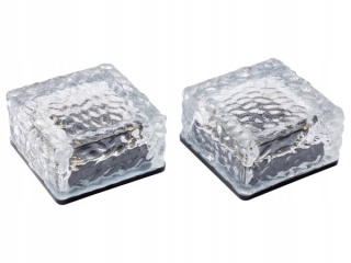 Lampy solarne LED w formie szklanych kamieni 2 sztuki - dekoracyjne oświetlenie ogrodowe