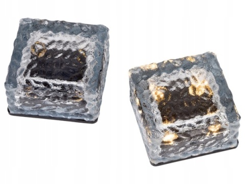 Lampy solarne LED w formie szklanych kamieni 2 sztuki - dekoracyjne oświetlenie ogrodowe