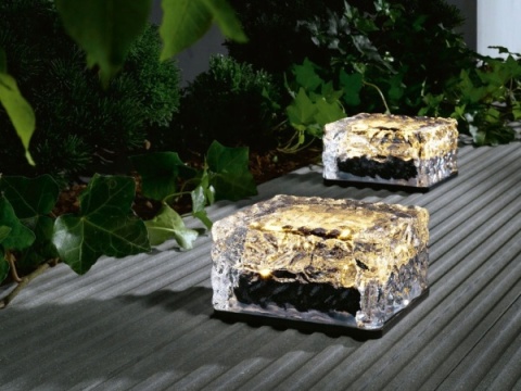 Lampy solarne LED w formie szklanych kamieni 2 sztuki - dekoracyjne oświetlenie ogrodowe