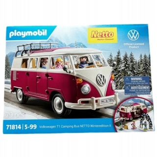 PLAYMOBIL Volkswagen T1 Camping Bus - Winteredition II z figurkami i akcesoriami - 79 elementów