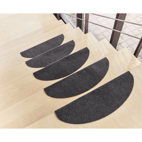 Zestaw 15 mat schodowych 65×25 cm - antracyt, antypoślizgowe, łatwy montaż