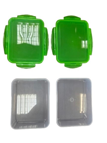 Zestaw 2 hermetycznych pojemników prostokątnych na żywność - zielone