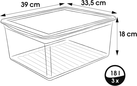 Zestaw pojemników 3x18 Litrów (Przezroczysty) - Keeeper bea