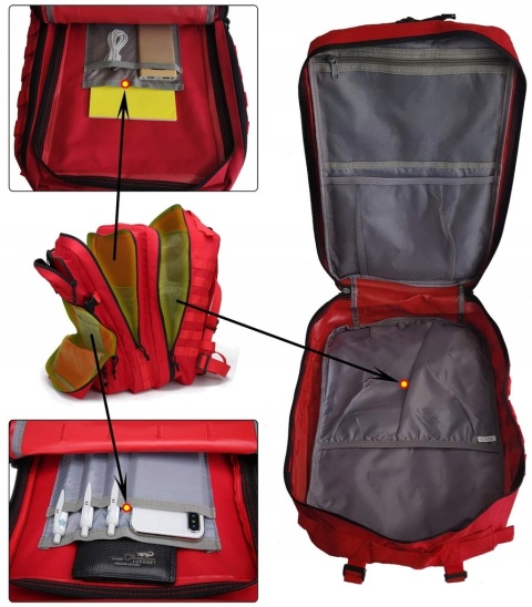 Doshwin Plecak taktyczny 40L wojskowy Molle trekking wędrówki survival Oxford czerwony