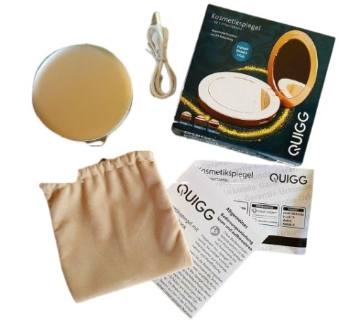 Eleganckie kompaktowe lusterko kosmetyczne z wbudowanym powerbankiem