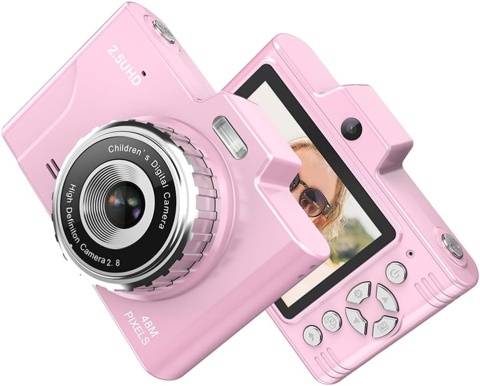 Kompaktowy aparat cyfrowy 48 MP 1080P, 2,8" ekran, 8× zoom, różowy