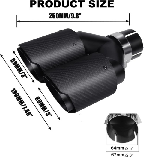 Końcówki wydechowe 63 mm podwójne - włókno węglowe