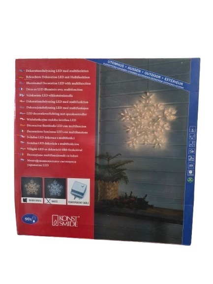Konstsmide 4470-203 - płatek śniegu LED 90 diod, 8 trybów, IP44, 58 cm
