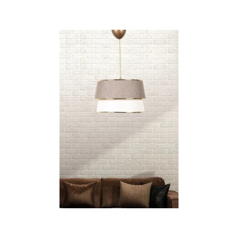 Lampa wisząca z beżowo-kremowym tekstylnym kloszem - ø30 cm, wysokość 75 cm, E27