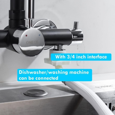 ONECE czarna bateria kuchenna naścienna 3/4 cala obrót 36