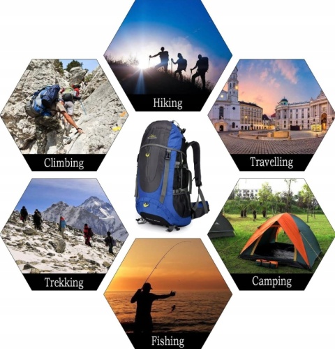 Plecak turystyczny trekkingowy 70 L - lekki, wodoodporny, wiele kieszeni, komfortowy