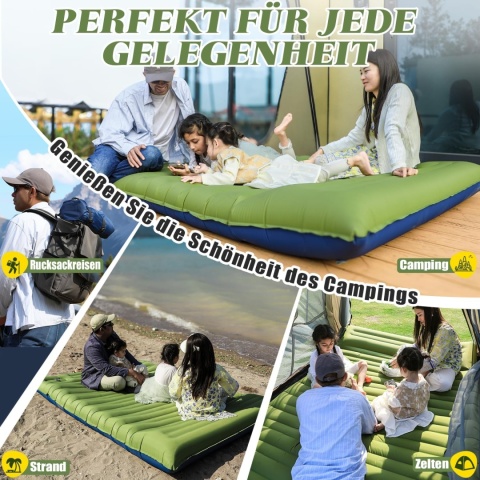 Podwójna karimata kempingowa ultralekka - materac dmuchany 2-osobowy 196×145×12 cm