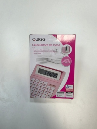 Quigg D2-3 - Duży kalkulator różowy z podwójnym zasilaniem i wyświetlaczem LCD