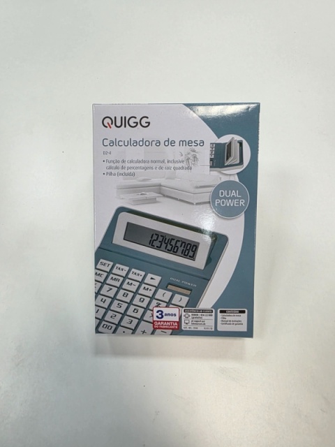 Quigg D2-4 - mały kalkulator niebieski z podwójnym zasilaniem Dual Power i wyświetlaczem LCD