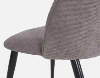 Zestaw 2 krzeseł do jadalni - szary sztruks, metalowa podstawa, wygodne i stylowe